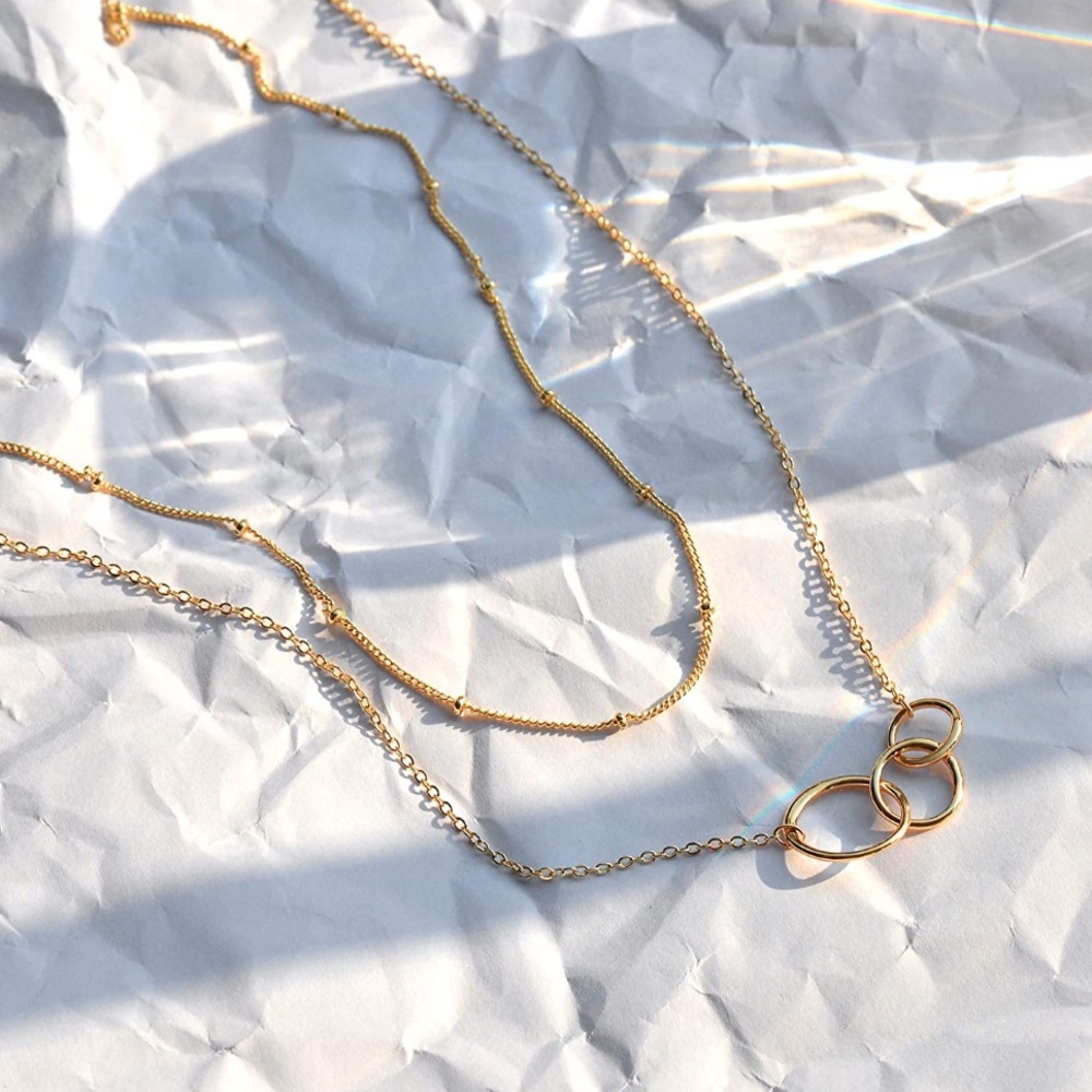 New Gold Layered Necklace Ultra Delicate✨Triple Infinity Link Layer Neck… - Picture 5 of 7